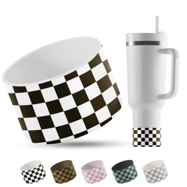 Imagem de REUZBL Capa para garrafa de silicone Checker para Stanley Tumblers de 590 a 1,13 ml, copos Hydro Flask, copos modernos simples, copos de ferro, copos semelhantes, acessório para garrafa de água