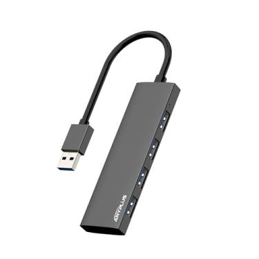 Imagem de ANYPLUS Hub USB, hub USB 3.0, divisor USB ultrafino de liga de alumínio, extensor USB portátil de 4 portas, hub USB para laptop, PC, MacBook, iMac, Surface Pro, Mac Pro, Flash Drive, XPS 【Preto】