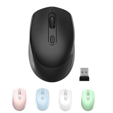 Imagem de ONE-UP Mouse sem fio, 2,4G, silencioso, nano receptor USB, para laptop, Chromebook, PC, Mac, Windows e trabalho escolar (preto)