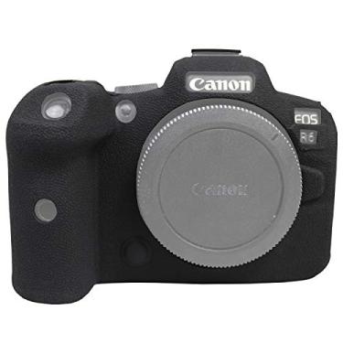 Imagem de Easy Hood Capa para câmera Canon EOS R6 sem espelho, superfície texturizada, borracha de silicone macio antiarranhões capa protetora removível (preta)
