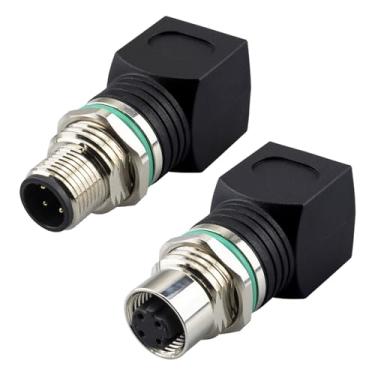 Imagem de Lonlonty Adaptador RJ45 para M12 de 4 pinos, conector Ethernet industrial fêmea macho M12 RJ45 IP68 à prova d'água, blindado, taxa de transmissão de 10 Gb/s, compatível com redes Cat6/Cat5