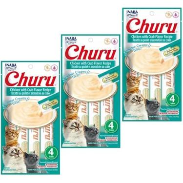 Imagem de Kit 03 Churu Petisco Para Gatos Vários Sabores Escolher Inaba - 8 Tubetes (Kit 03 unid. (12 Tubetes), Frango com Camarão)