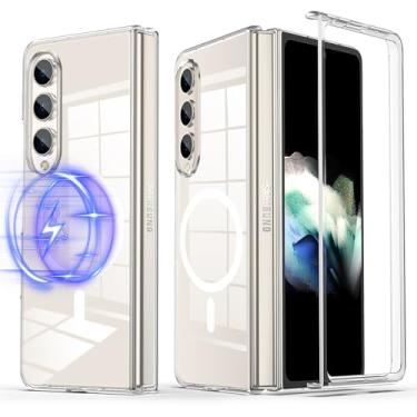Imagem de HIYUUTTBS Capa magnética para Samsung Galaxy Z Fold 4 Slim Fit, capa rígida fosca fina de luxo [não amarela] capas de telefone para Samsung Galaxy Z Fold 4 7,6 polegadas, transparente (9-1)