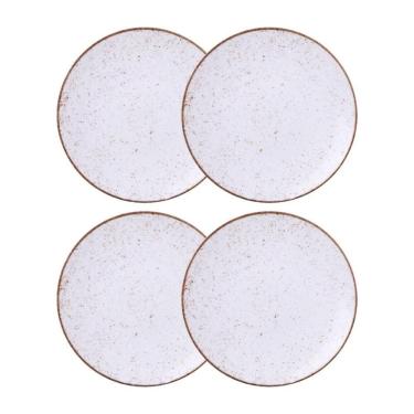 Imagem de Jogo de Pratos Rasos 4 Peças Rústico 25 cm Porcelana Decorada Tramontina