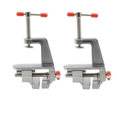 Imagem de Mini braçadeira de mesa, 2 peças de torno de bancada pequeno, torno de bancada multifuncional, torno de bancada de trabalho portátil, clipe fixo de liga de alumínio para marcenaria