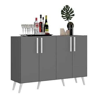 Imagem de Aparador Buffet 4 Portas Retrô Viena Multimóveis V3606 Grafite/branco