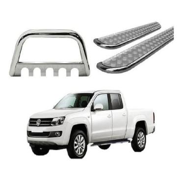 Imagem de Kit Quebra Mato E Estribo Chapa Amarok Cd Cromado - HOZZ