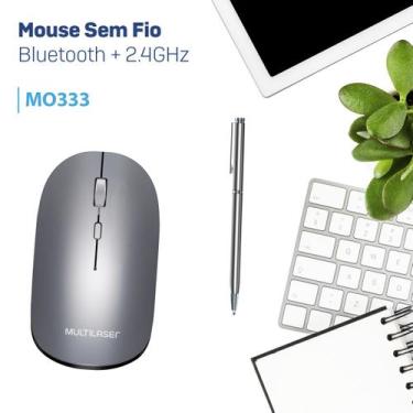 Imagem de Mouse Bluetooth / Wireless 2.4Ghz  Multilaser MO333 Sem Fio Híbrido pa