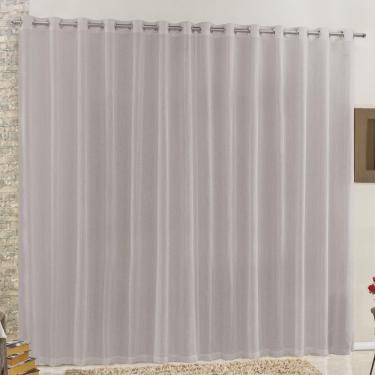 Imagem de Cortina 3 Mts Sala Quarto Voal E Linho Para Trilho Suisso Barata Cinza
