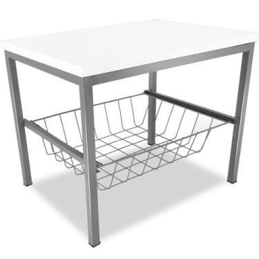 Imagem de Suporte Bebedouro Botijão Mini Balcão Cesto E Tampo Prata - Genus Móve