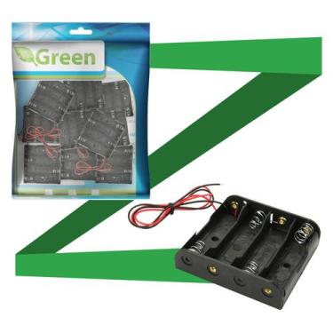 Imagem de 10x Suporte Para 4 Pilhas Aa c/Rabicho - ligação Paralelo - GREEN