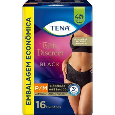 Imagem de Calcinha Descartável Tena Pants Discreet Preta P/M 16 Unidades