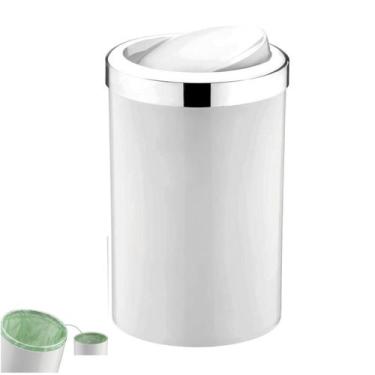 Imagem de Lixeira 8L Cesto Lixo Plástico Para Cozinha Banheiro Escritório Branco