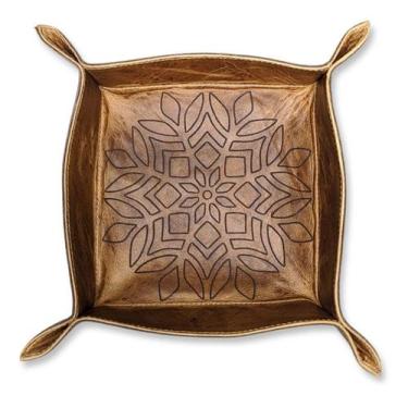 Imagem de Organizador De Mesa Porta-trecos Em Couro 16x16x4cm - Sparta Acessório