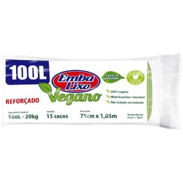 Imagem de Saco de Lixo Verde 100L Reforçado Embalixo Vegano - 15 Unidades, 15, 1