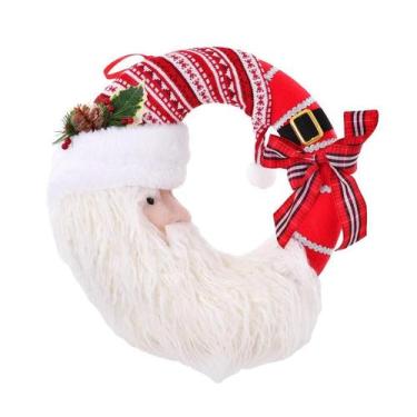 Imagem de Guirlanda Rosto Papai Noel em Poliéster 1PC 35cm Enfeite de Natal - Wi