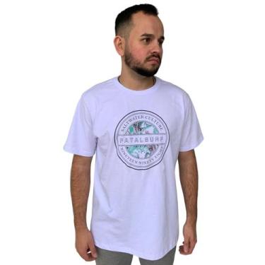 Imagem de Camiseta Masculina Gola Careca Basica com Estampa Fatal Surf, Branco, 