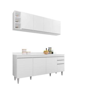 Imagem de Kit Cozinha Balcão e Aéreo com Nicho 180cm C/ Tampo - Belliv Decor, Br