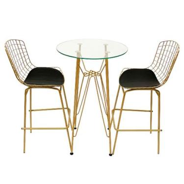 Imagem de Jogo de Mesa Ísis cor Dourado Fosco Bistrô Eames Eiffel 1,00 metro com