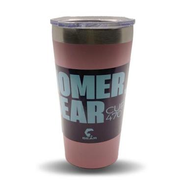 Imagem de Copo Térmico Inox Bear Homer com Tampa Acrílica Rosa 470 ml
