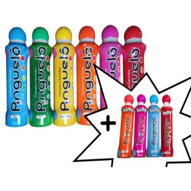 Imagem de Caneta Bolinha Pinguelô 80ml Kit Com 6 + Kit 4 Bolinha Baby