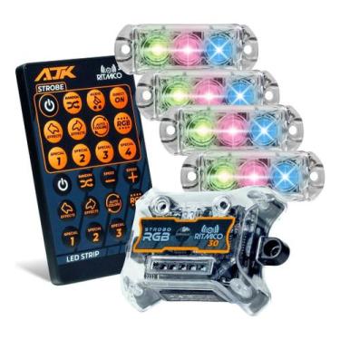 Imagem de Kit Strobo AJK RGB Rítmico 3.0 + 4 Faróis 6W