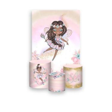 Imagem de Painel De Festa Vertical 1,50 x 2,20 + Trio De Capas Cilindro -  Fada 