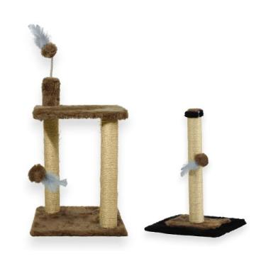 Imagem de Arranhador Para Gatos 2 Plataformas Brinquedos Poste P Torre Sisal Car