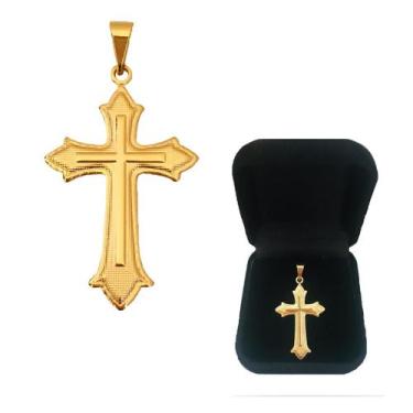 Imagem de Pingente Cruz Crucifixo Dourada Semijoia Folheada a Ouro 18k - Dinis J