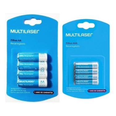 Imagem de Pilhas Recarregáveis Multilaser Com 4 AA E 4 AAA Xbox Controle Microfo