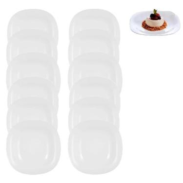 Imagem de 12 Pratos De Sobremesa Quadrado Raso De Melamina 18cm - Chinatown
