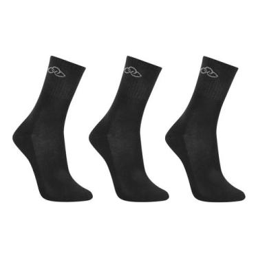 Imagem de Kit Meia Cano Médio Olympikus Unissex 3 Pares - Preto, 39/44