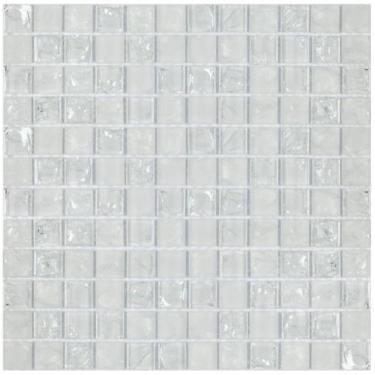 Imagem de PASTILHA DE VIDRO CRAQUELADA IC01 - ICE BRANCA 30x30cm - GLASS MOSAIC