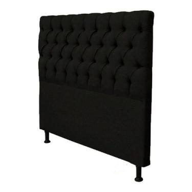 Imagem de Kit Cabeceira com Baú Mirage Capitonê 90 cm Suede Preto - Biselo's Dec