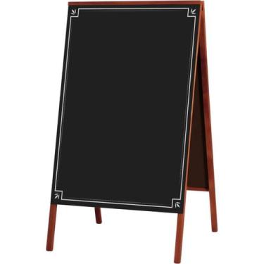 Imagem de Placa Lousa Quadro Cavalete de Propaganda Duplo Madeira Pinus Mogno pa