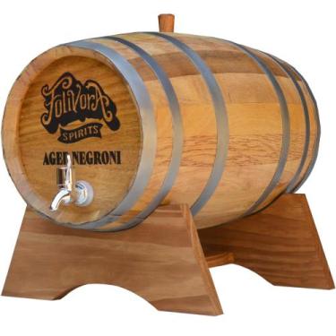 Imagem de Barril De Carvalho 10 Litros Para Cachaça Whisky Cromo - WOOD E-COMMER