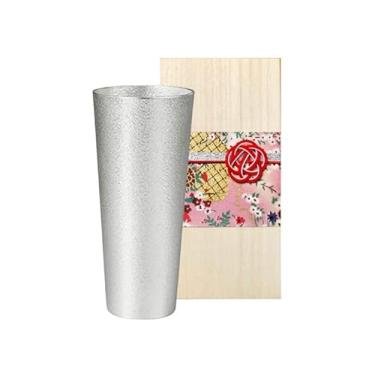 Imagem de てしごとクラブ NOUSAKU Copo de cerveja, 416.7 g, H6.3 φ2.20.3 cm, lata, artesanato de arte tradicional, caixa paulownia, embrulho de quimono