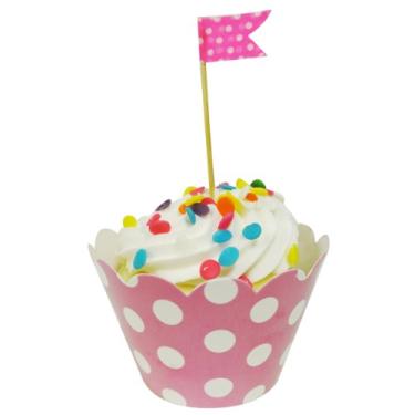 Imagem de AllyDrew Embalagem de cupcake de bolinhas tamanho padrão (conjunto de 20), rosa