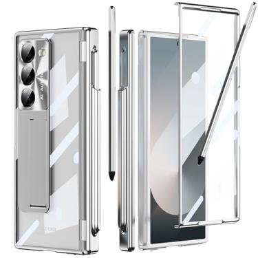 Imagem de YQODSZ Capa para Samsung Galaxy Z Fold 6 com suporte para caneta S e caneta Stylus, Z Fold 6 capa transparente com protetor de tela de proteção de dobradiça, suporte, tudo incluído, capa fina para Z