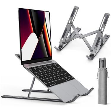 Imagem de Suporte para laptop com seis ângulos ajustáveis de alumínio compatível com MacBook, iPad, HP, Dell, Lenovo 10 15,6 - Prata