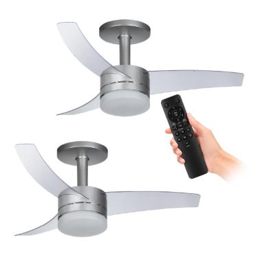 Imagem de Kit 2 Ventiladores de Teto Arno Prata 3 Pás e Controle VX15