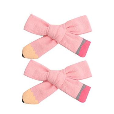 Imagem de Grampos de cabelo jumbo para meninas lápis para líderes de torcida - Suporte de rabo de cavalo para meninas com laço de cabelo (rosa JBC13)