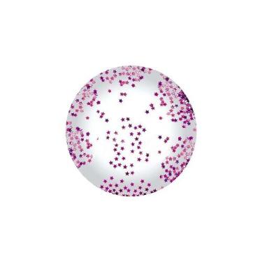 Imagem de Balão Bubble Transparente com Confete Estrela Pink - 11" 26cm - 1 unid
