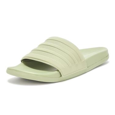 Imagem de adidas Sandália Adilette confortável unissex para adultos, Verde barraca/verde barraca/verde barraca, 10 Women/9 Men
