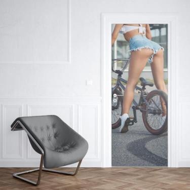 Imagem de Adesivo de Porta Mulher Bicicleta Sensual 02 - Império da Impressão, M