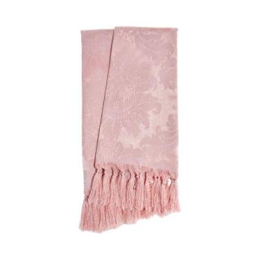 Imagem de Manta para sofá em Tecido Jacquard Rosa Envelhecido Medalhão Tradicion