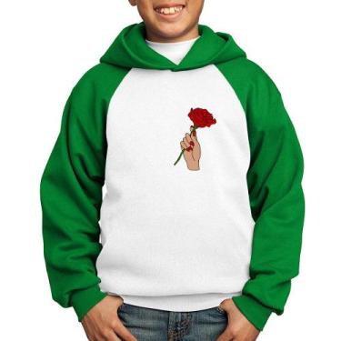 Imagem de Moletom Infantil A Rose for you - Foca na Moda, Branco, Verde, 14