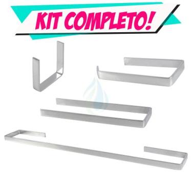 Imagem de Kit Acessórios Para Banheiro Quadrado Metal 4 Peças Completo  Cód. 951