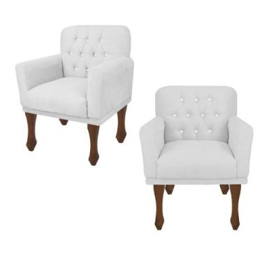 Imagem de Kit 02 Poltrona Decorativa Com Pés Retrô Sophia - Mance Decor, Corino 