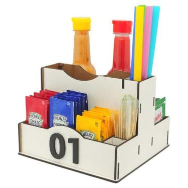 Imagem de 45 Porta Sachê Guardanapos Temperos Canudos Palitos Lanchonete Mdf Bra